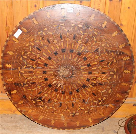 Inlaid fruitwood circular table top